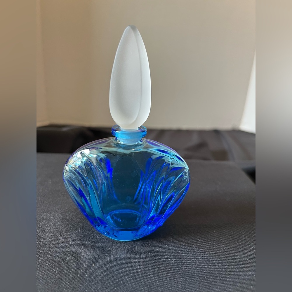 Elegant Vintage Blue Glass Perfume Bottle